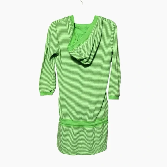 Orage Green Striped Hooded Athleisure Tie Waist Cozy Sporty Dress size Medium - Picture 8 of 13